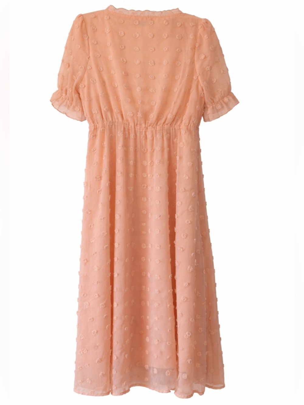 Polagram Summer Midi Dress Peach V-Neck Swiss Dot size M - Picture 5 of 10